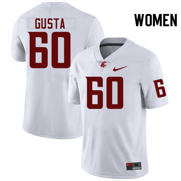 Women #60 David Gusta Washington State Cougars College Football Jerseys Stitched-White